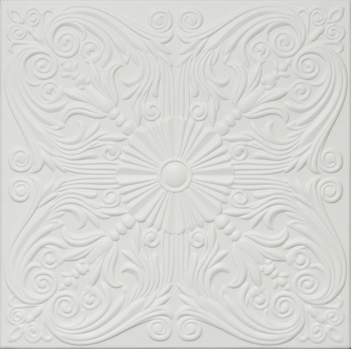 Dekor Deckenfliese R39 viktorianischer Klebeschaum 20"X20" WEISS SATINIERT LACKIERT ANGEBOT!! - Bild 1 von 2