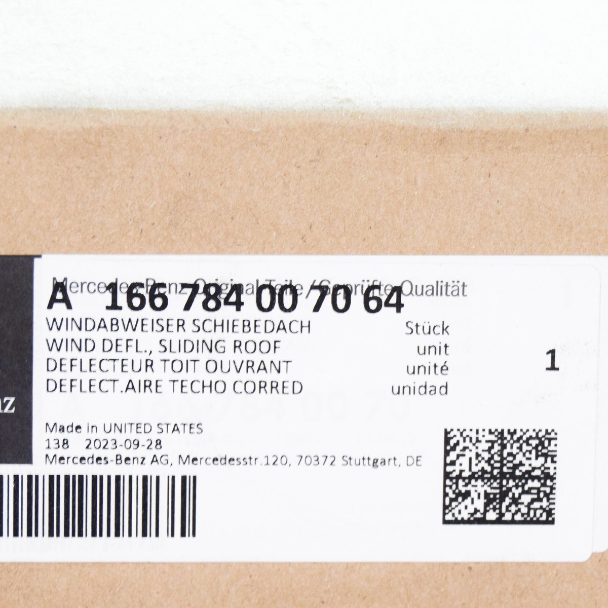 molページ MERCEDES-BENZ ML W166 Schiebedach-Windabweiser A1667840070