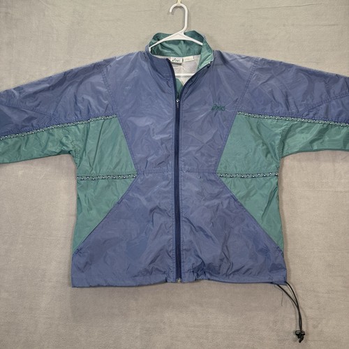 Vintage Asics Jacket Mens L Blue Green Full Zip Track Windbreaker Activewear 90s - Picture 5 of 18