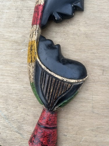 African Vintage Pair / Set of 2 Ghana Wooden Mother & Child Wall Panels - Picture 5 of 7