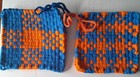 Handmade Set of 2 Potholders Nylon Woven Loom Hot Pads, Multi-color