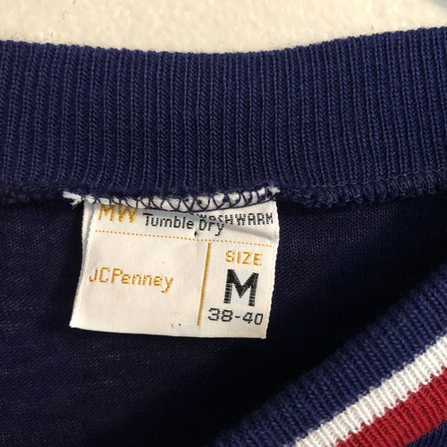 MensWear 1970s vtg JC Penny Single Stitch Acrylic Top M (38-40) Ringer Neck L/S - Picture 3 of 18
