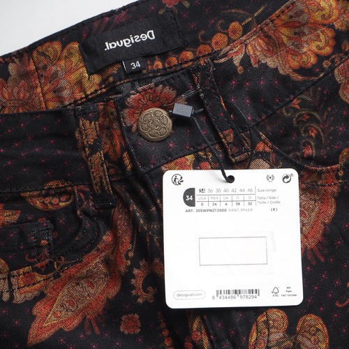 Desigual Women's Jeans Size 34 Floral Logo Denim Slim Pants 20SWPN27 - Picture 7 of 9
