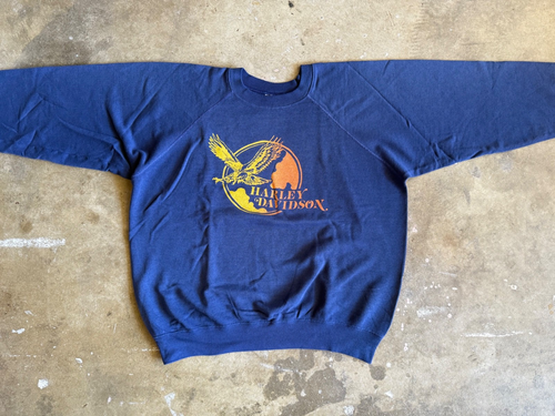 VINTAGE 80s HARLEY DAVIDSON MOTORCYCLES EAGLE RAGLAN SWEATSHIRT SZ M T-SHIRT - Picture 8 of 20