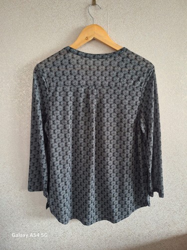 Camicetta da lavoro H&M donna nera grigia fantasia geometrica manica 3/4 scollo a V L - Foto 13 di 13