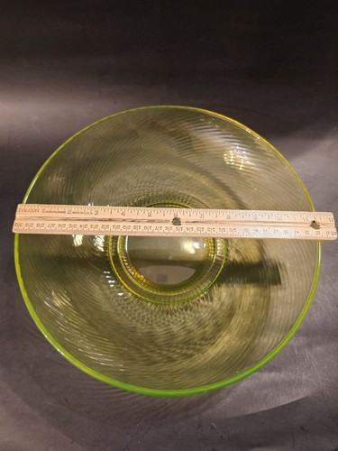 Vaseline Glass Serving Bowl Spiral Optic. Extra Large Serving Bowl - Picture 5 of 6
