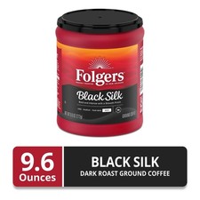 Folgers Black Silk Ground Coffee, Smooth Dark Roast Coffee, 9.6 oz Canister 10.67 per pound