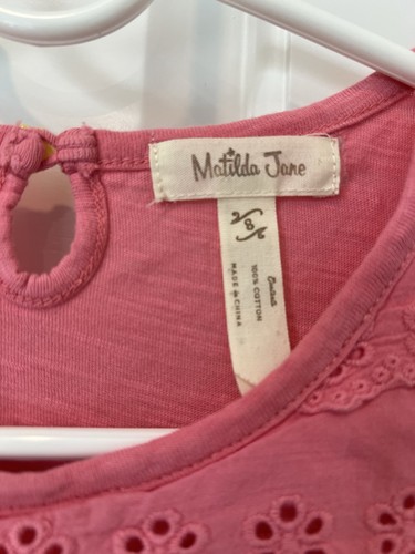Matilda Jane Girls Coral Reef Eyelet Top Pink Short Sheeve Cotton Size 8 - Picture 2 of 2