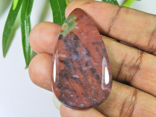 NATURAL RED BLOODSTONE METAPHYSICALLY LOOSE CABOCHON GEMSTONE 28X48X05 MM - Picture 1 of 6