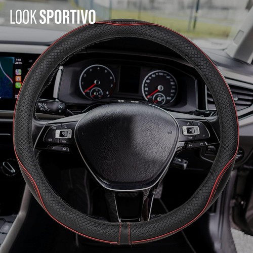 Coprivolante Auto Ecopelle per Opel Corsa Astra Mokka Crossland Nero Rosso - Foto 2 di 8