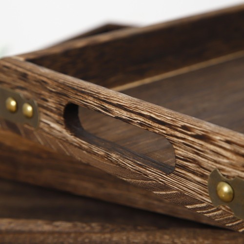 Kitchen Solid Wood Serving Tray Serving Tray With Handles Delicate Texture - Picture 8 of 37