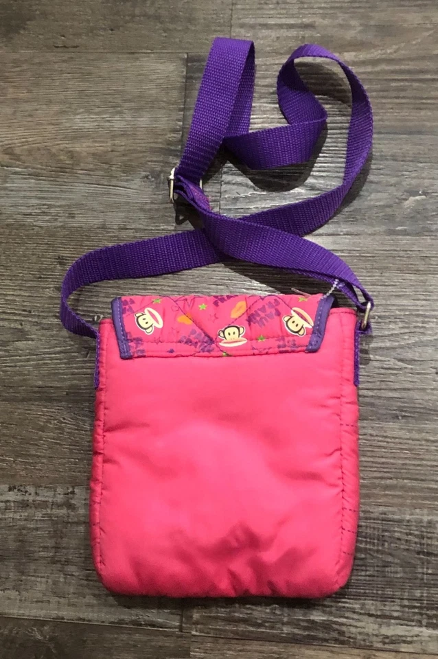 Bolso Pequeño Denim Y2K Paul Frank Rosa y Púrpura De Colección con Correa Foto 2 de 4