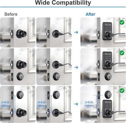 Wi-Fi Smart Keyless Entry Door Lock with Lever No Hub Required, APP Remote Contr - Picture 7 of 8