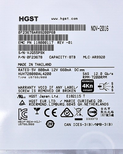 EMC 005052461 8TB 7.2K SAS 3.5 6G DS60 - Photo 3/8