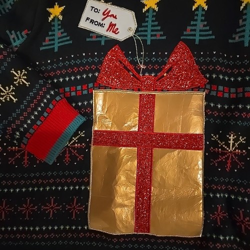 Holiday Time Ugly Christmas Sweater Mens Size 3XL 52-54 Golden Gift Pocket - Picture 2 of 11