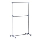 HOMCOM Garment Rail Adjustable Portable Clothes Hanging Stand Rack Wheels
