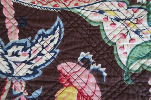 2 Jane Seymour Brown Floral Scalloped Pillow Shams - Picture 3 of 8