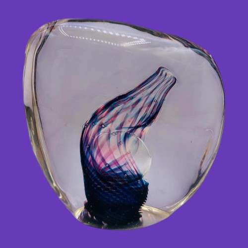 Vintage Unique Purple Art Glass Paperweight – Handblown Decorative Sculpture - Picture 8 of 9