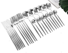 Silverware Set 24 Piece Stainless Steel Flatware Service for 6 Silver
