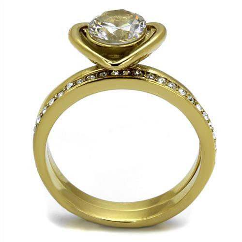 14 Karat Gelbgold plattiert Herz rund Verlobungsring Set - Bild 3 von 4