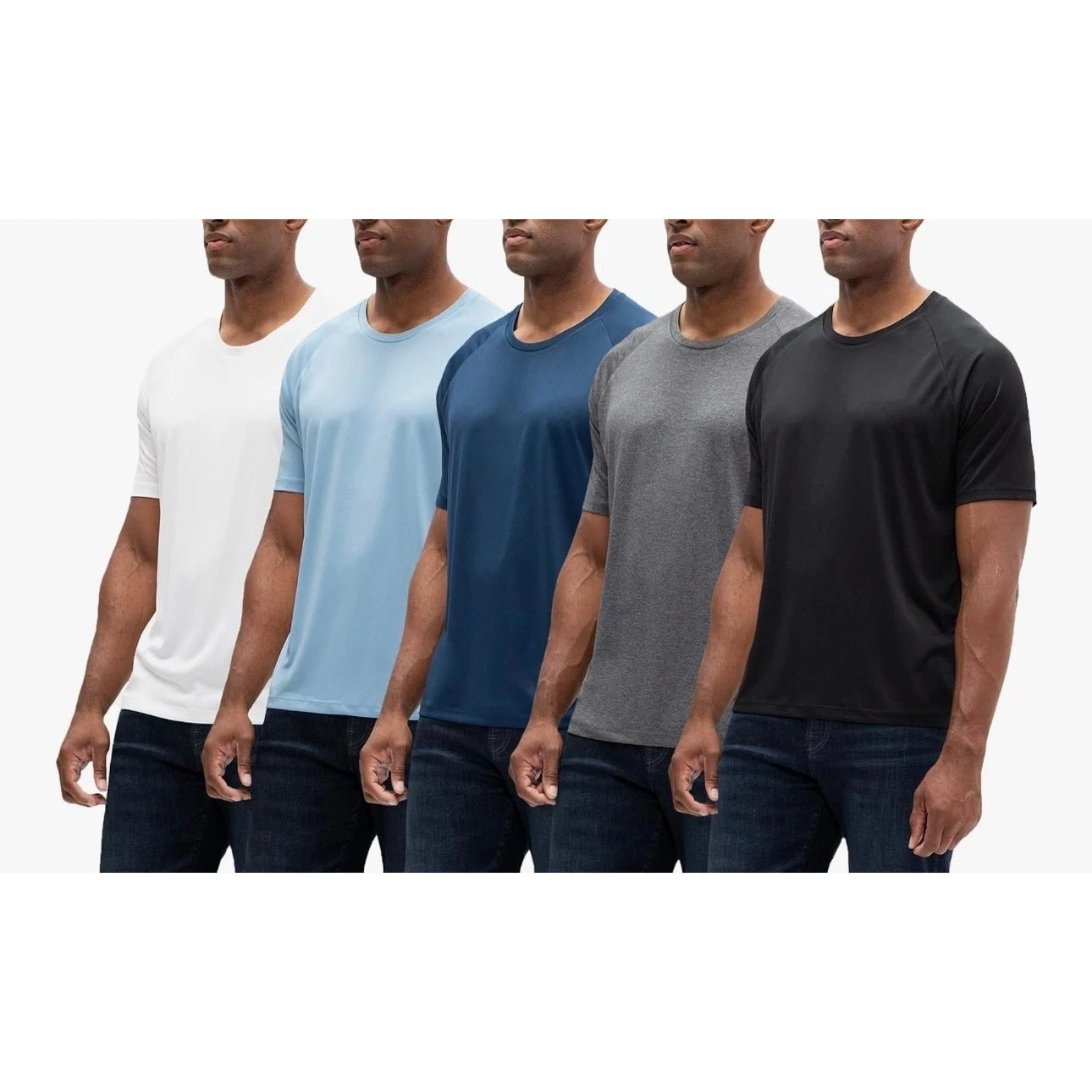 DEVOPS 5 Pk Men's UPF 50+ Sun Protection Moisture Wicking Dry-Fit Short Sleeve