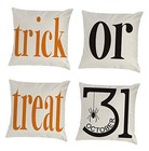 Halloween Throw Pillow Covers 18 x18 Set of 4 Trick or Treat Orange Black