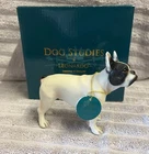 Leonardo Black White French Bulldog Dog Figurine Boxed Gift Animal Lover Decor