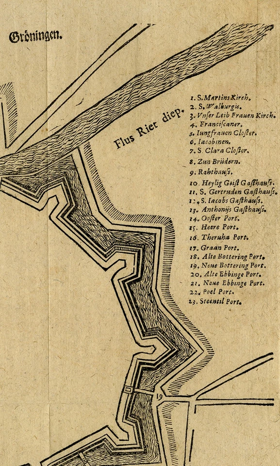 Antique Map-TOPOGRAPHY-HISTORY-GRONINGEN-NETHERLANDS-SERLIN-Anonymous-1672 - Image 4 of 4