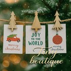 16x Christmas Wooden Mini Tree Pegs & 5M Jute Twine, Hanging String Card Holder
