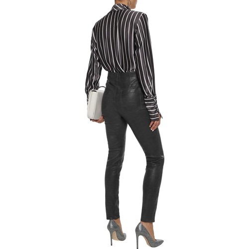 J Brand 100% Lamb Leather Pants Womens 28 Black Natasha Button High-Rise Skinny - Picture 2 of 18