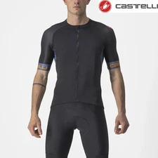 Castelli ENTRATA VI Short Sleeve Full Zip Cycling Bike Jersey LIGHT BLACK 2XL