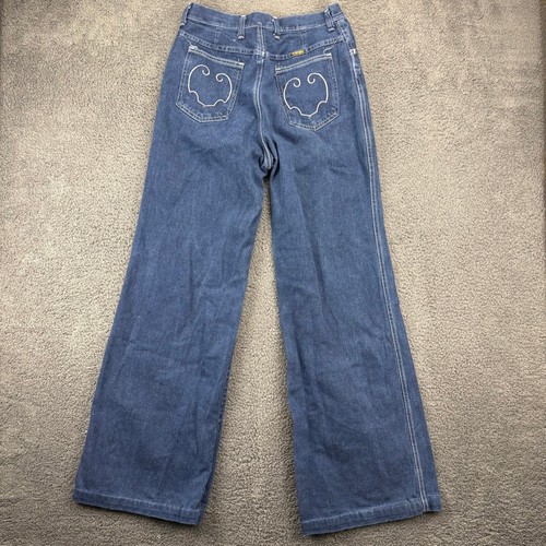 Vintage Wrangler Jeans Womens Size 16 Blue Denim High Rise Wide Leg Pants - Picture 10 of 11