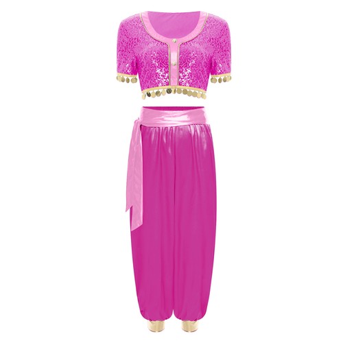 Mujer Disfraz Bloomers Ropa de Baile 2 Piezas Trajes Pantalones Halloween Borla Vientre - Imagen 35 de 57