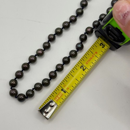 Vintage Tahitian Black Pearl Beaded & 14K Clasp Knotted 20" Necklace Natural - Picture 7 of 8