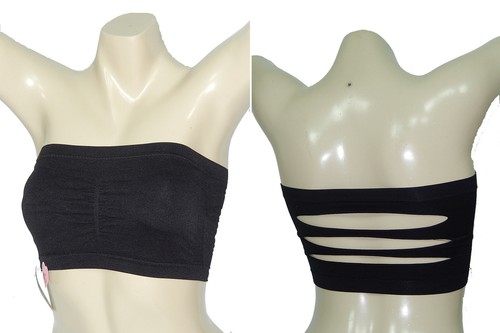 SEAMLESS REMOVABLE PADS BANDEAU STRAPLESS PADDED TUBE BRA TOP REG PLUS S-3X - Picture 7 of 39