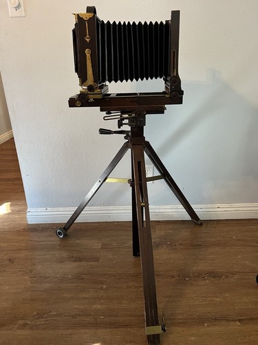 Antique Ansco camera, tripod, & case with Turner Reich Lens 8x10 F7 (Untested)