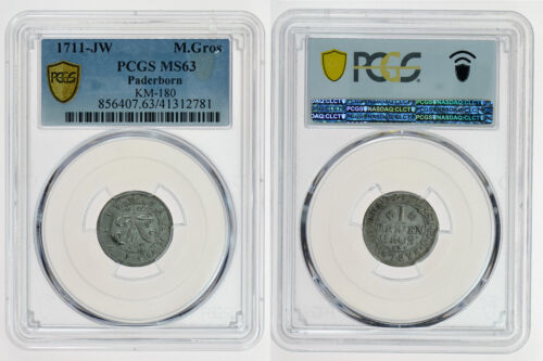 PADERBORN Silver Mariengroschen 1711-JW Franz Arnold PCGS MS63 - Imagen 2 de 4