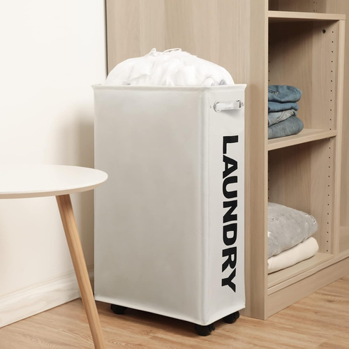 Dokehom 29 Zoll vergrößerter schmaler Wäschekorb mit abnehmbarem Kulturbeutel auf Rollen - Bild 7 von 12