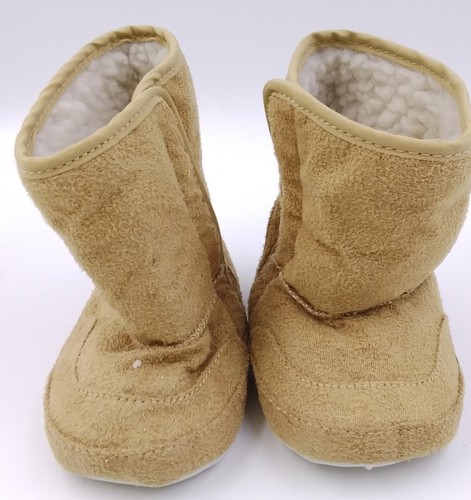Unisex Kids Khaki Faux Fur Pull On Casual Western Snow Boot Size 9-12 Months - Picture 2 of 9
