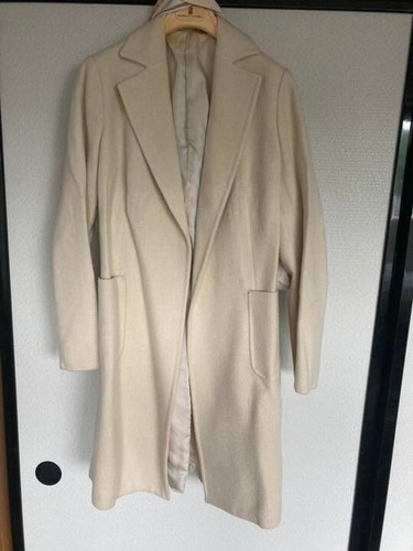 Kiton 100% Cashmere silk Chesterfield Long Coat size:L 42 Beige Japan Used F/S - Picture 2 of 5