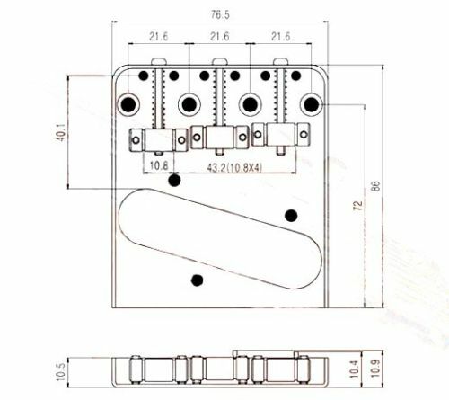 Telecaster Vintage Aschenbecher Telebrücke mit Schnurbeschlägen - Messingsättel - Bild 2 von 6