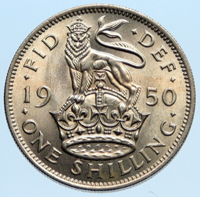 1950 Great Britain UK United Kingdom VINTAGE SHILLING Coin King