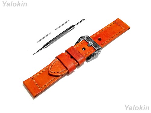 Orange Brushed Stitched Leather Band Strap for Garmin Rey and Venu 2S -B18 - Picture 5 of 9
