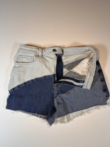 HOLLISTER Ultra High-Rise Mom Shorts Patchwork Size 7 28 Colorblock Patchwork - Picture 3 of 15