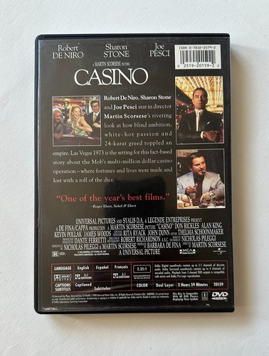 Casino (1995) Robert De Niro/Joe Pesci/Sharon Stone | 1998 Breitbild DVD - Sehr guter Zustand + - Bild 2 von 3