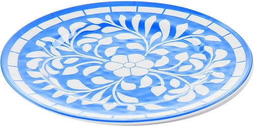 Elama Nelly 12 Stück Blau Blumen Melamin Geschirr Teller Schale Schüssel Set für 8 - Bild 8 von 9