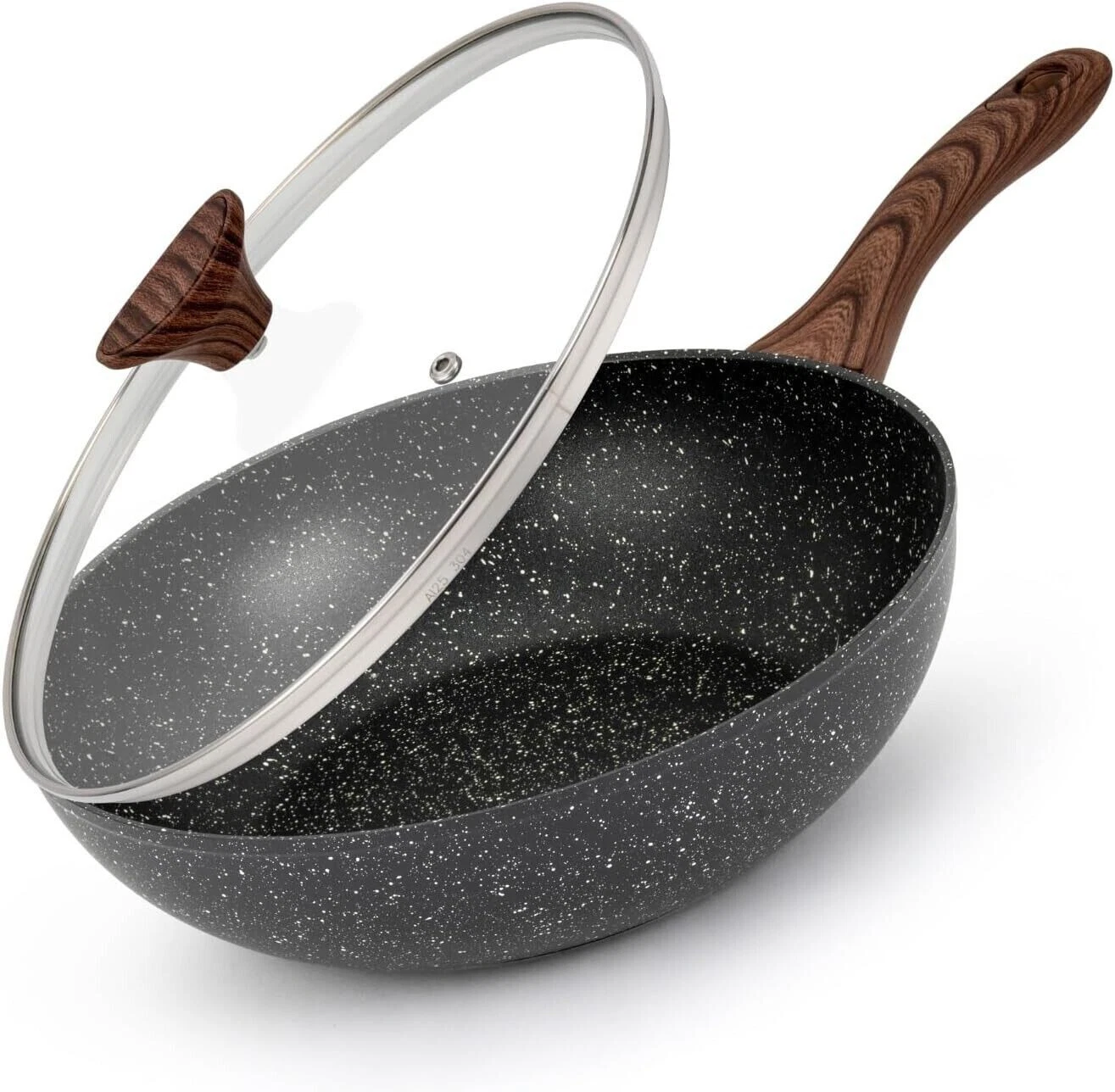 WOK & STIR FRY PAN SAUCEPAN WITH A GLASS LID WHIT COOL HANDLE
Opens in a new window or tab