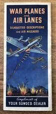 WAR PLANES and AIR LANES WW2 Identify Guide And Maps SUNOCO Rare! Beautiful cond