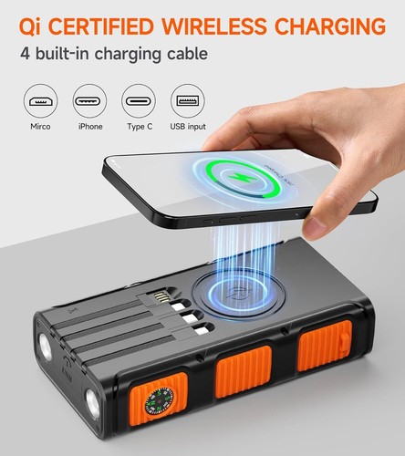 Solar Powerbank 20000 mAh Wireless Charger Wasserdicht Ladegerät für Alle Handys - Bild 5 von 15