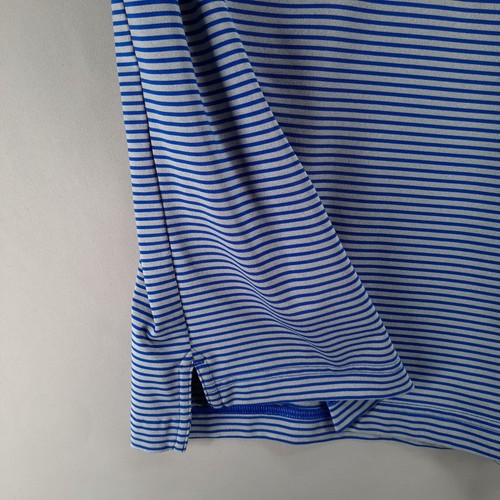 Under Armour Polo Shirt Mens M Loose Fit Blue Gray Stripe Heatgear Short Sleeve - Picture 4 of 8